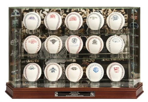Large Derek Jeter Display Featuring All-Star Game Baseballs From Each of Jeters ASG Appearances and Signed "Derek Jeter Day" Baseball (Steiner/MLB Auth)